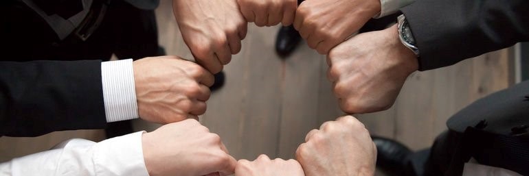 boxing hands business men